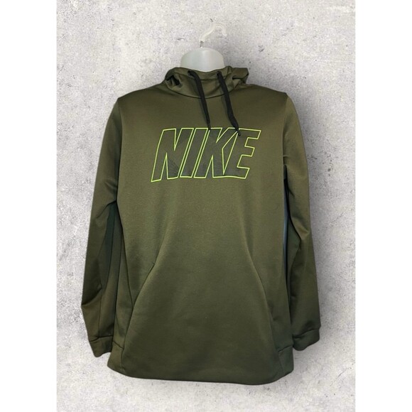 Nike Dri Fit Men's Medium High Neck Hoodie Green Activewear Sweatshirt - Picture 1 of 4